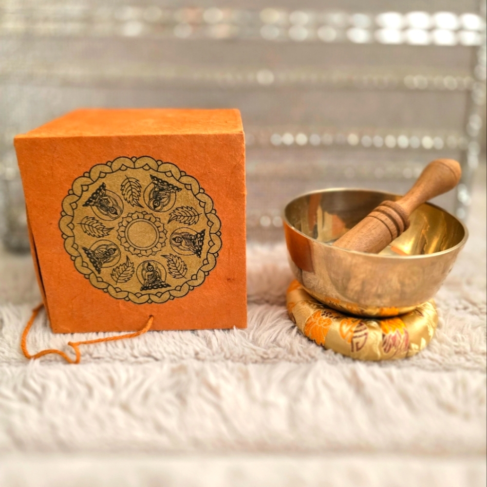 Tibetan Singing Bowl Set 4in Authentic Handcrafted Meditation Sound Chakra Yoga